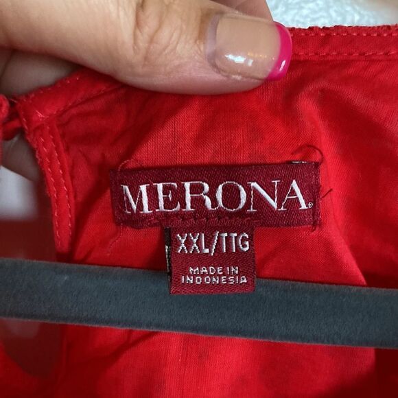 Red/orange- lace overlay Womens blouse size XXL - Picture 4 of 9